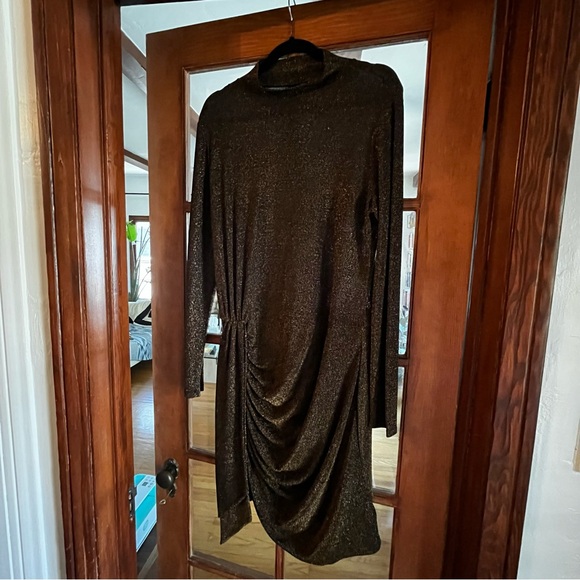 New Gold Reformation Paprika Long Sleeve Mock Neck Mini Dress 1x - Picture 2 of 9